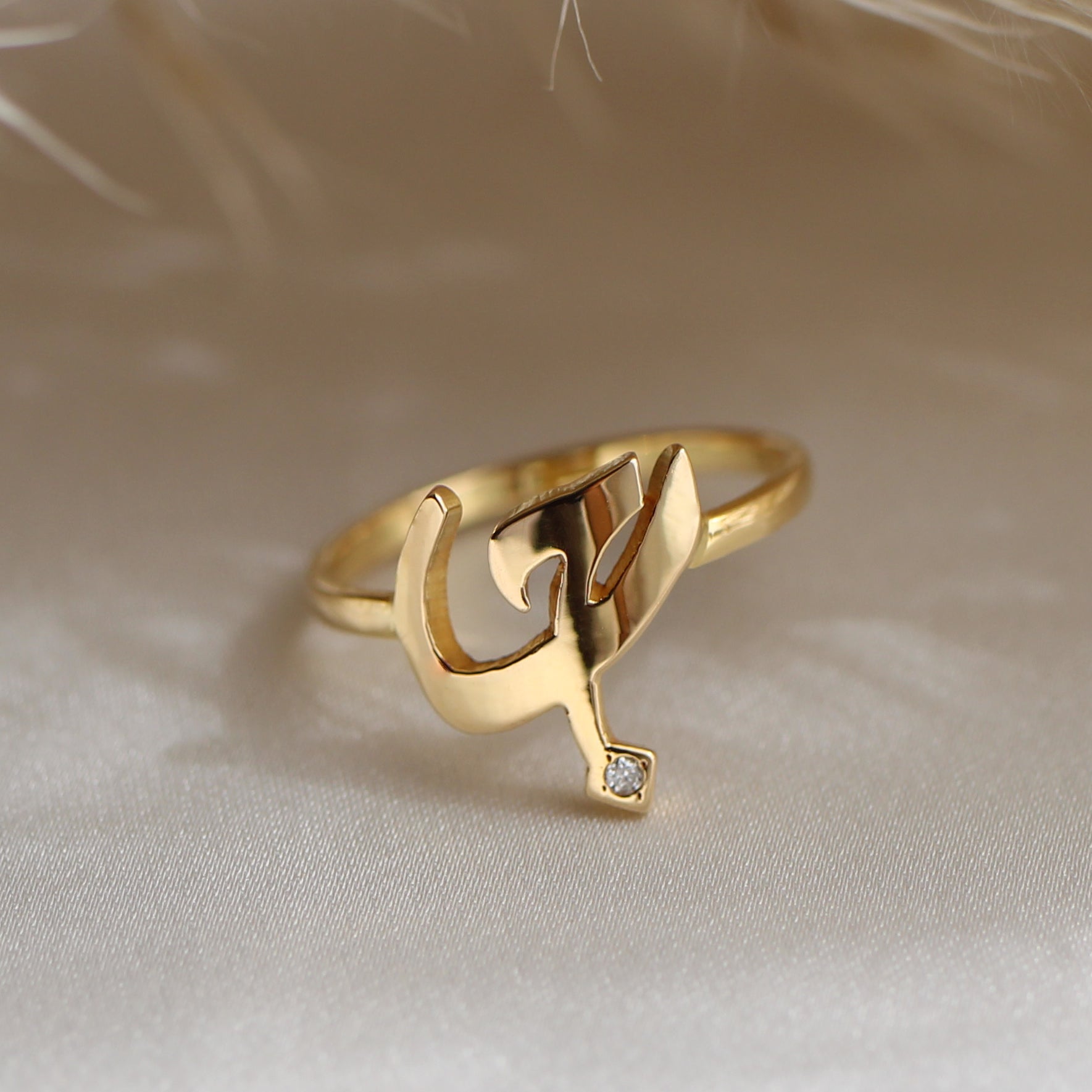 月と流れ星のLoveリング【Moon Love】 18K / 10K アラビア語 Love (حب