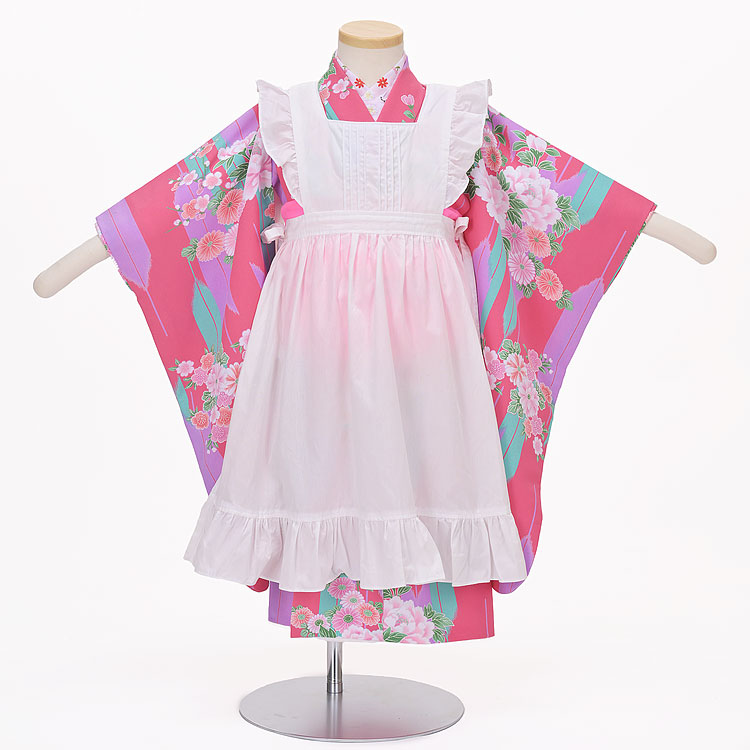 レンタル｜F3-0193歳女児ピンク矢絣/被布エプロン|レンタルショップ