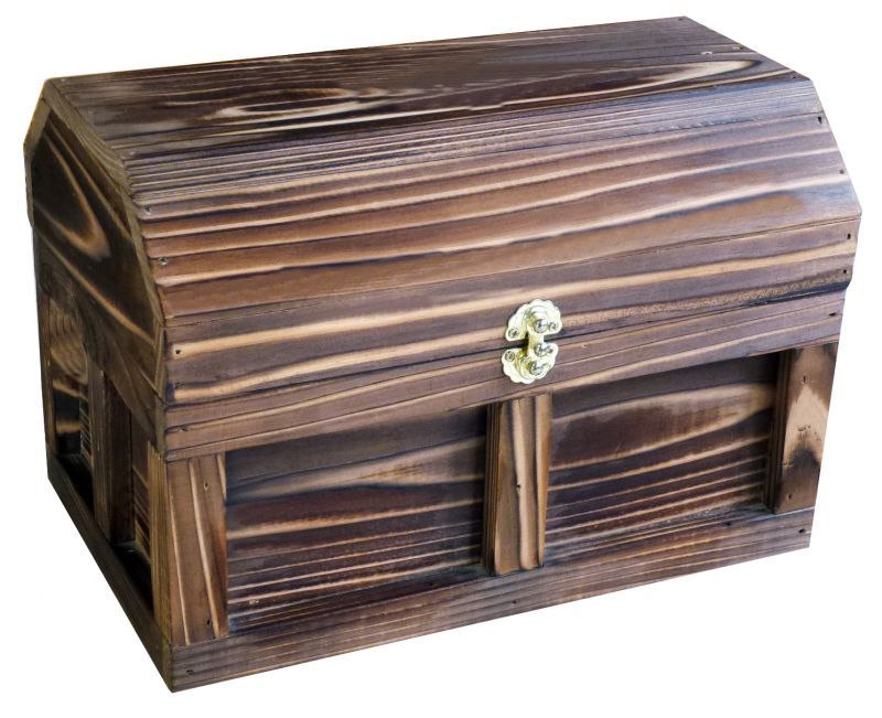 海賊宝箱】シンプル海賊箱（中サイズ フック金具） ロゴ、三方飾り金具