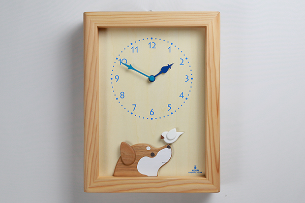 柴犬と白文鳥の時計 | キコリ 手づくり時計工房【本店】｜壁掛け