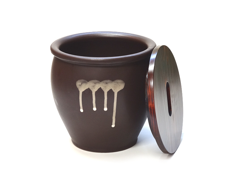 常滑焼 久松窯 かめ 旨味漬物容器 丸壺漆塗り木蓋付 3号 の通信販売