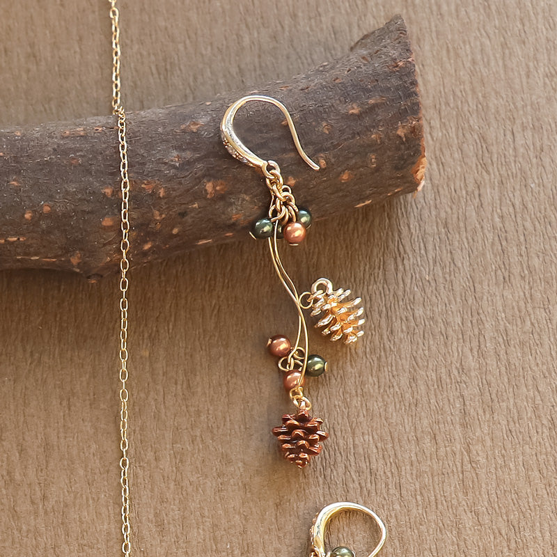 レシピNo.KR1248 秋チャームの松ぼっくり&木の実アクセサリー2種 – 貴