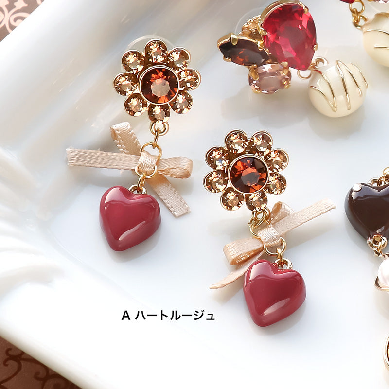 レシピNo.KR1320 貴和クリスタルとチャームボンボンショコラのピアス3