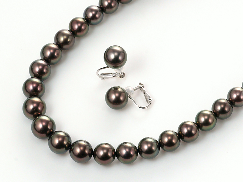 オーロララグーン南洋黒蝶真珠ネックレス 2点セット（8.0-10.8ミリ