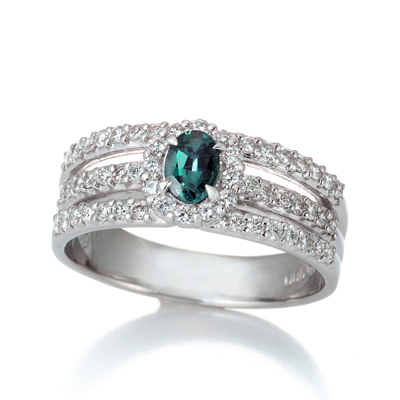 プラチナ アレキサンドライト ダイヤモンド リング （AL0.33ct D0.49ct