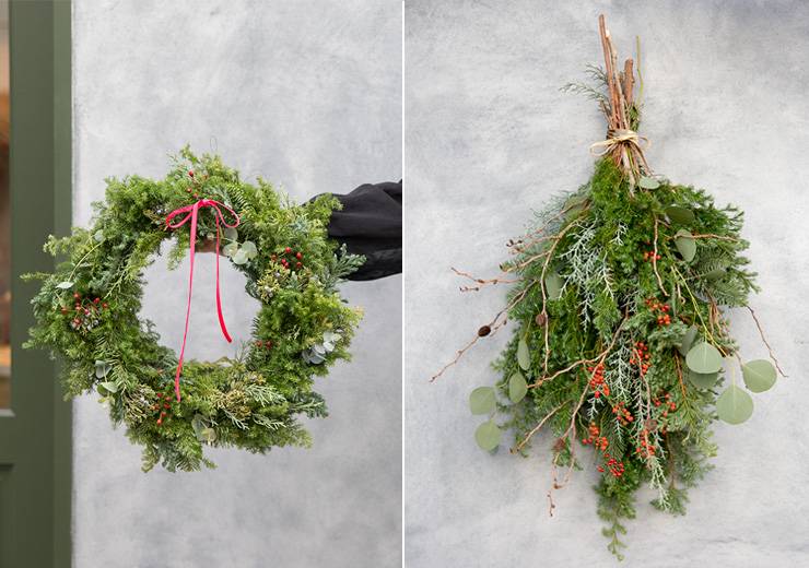 フレッシュな状態を長持ちさせる、クリスマスリースとスワッグの簡単お