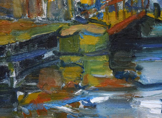 豊島輝彦「小樽港」油絵・F3号 絵画買取・販売の小竹美術