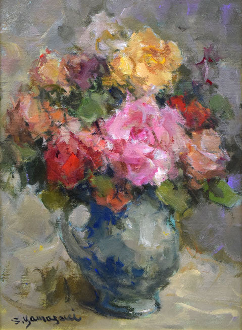 田中実一 薔薇油絵（辻永記念賞受賞画伯） 田中実一 薔薇油絵（辻永