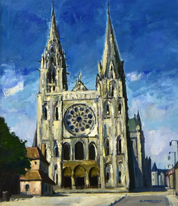 池上啓一「シャルトル大聖堂（フランス）」油絵・F10号 絵画買取・販売