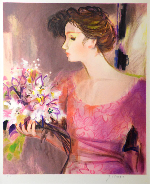 今井幸子「女性像」リトグラフ・12号 絵画買取・販売の小竹美術