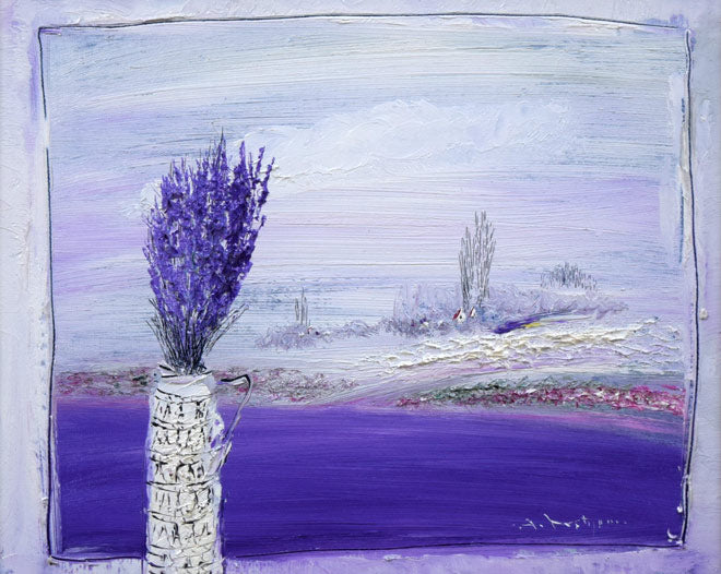 片山弘明「窓辺（北の大地）」油絵・F3号 絵画買取・販売の小竹美術