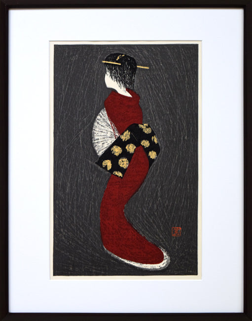 河野薫「おうぎ」木版画 絵画買取・販売の小竹美術