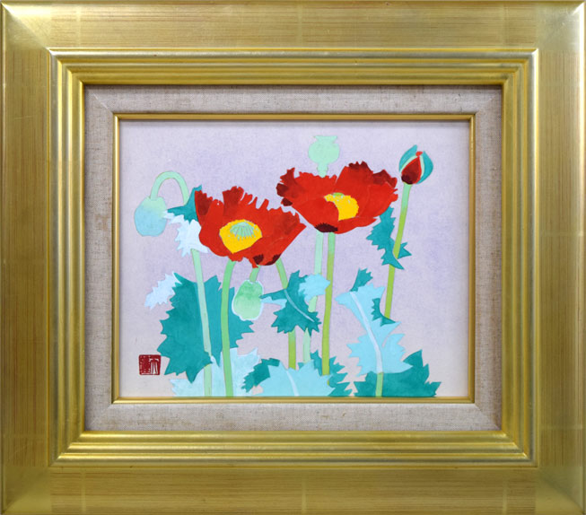 浅野天鐘「椿」日本画・F3号 絵画買取・販売の小竹美術