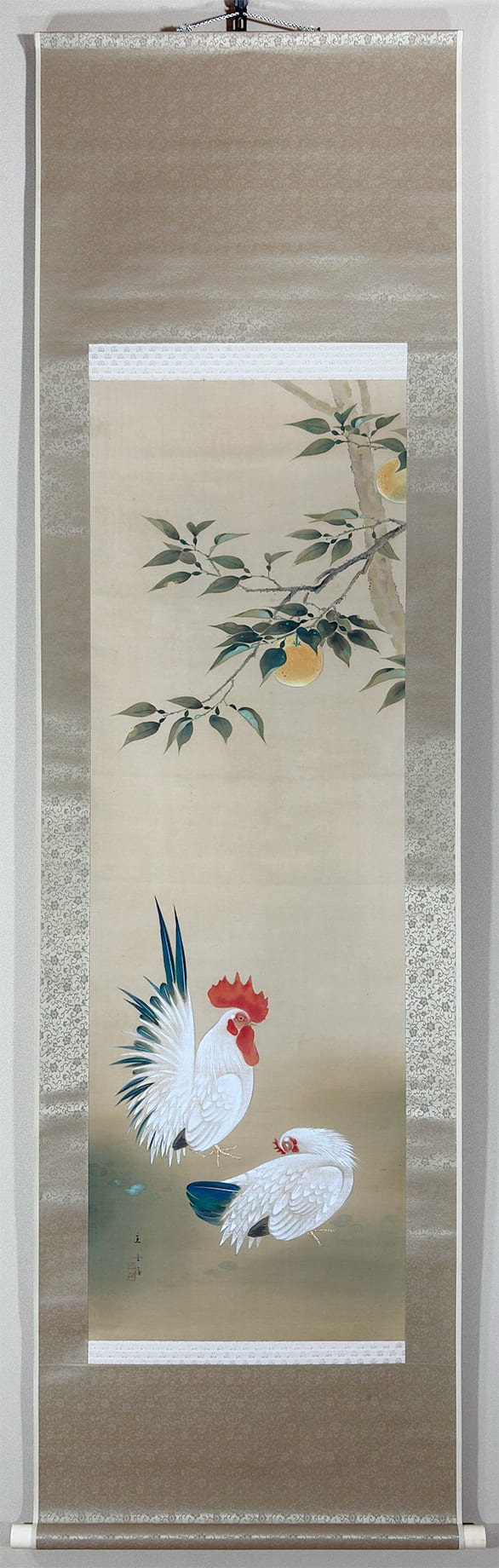 夏蜜柑に双鶏｜新・古美術 高美堂（こうびどう）｜掛軸販売・通販