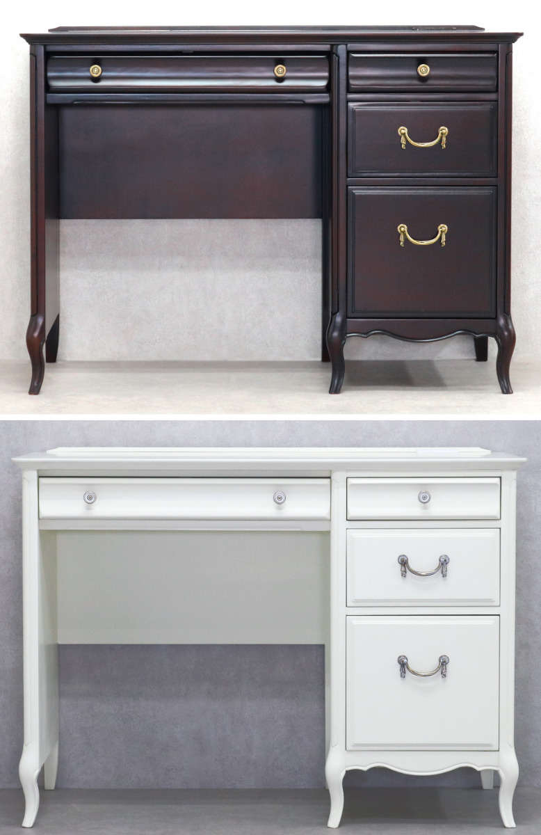 デスク ミラーナ 幅100cm 木製 猫脚 コンセント （ 机 書斎デスク