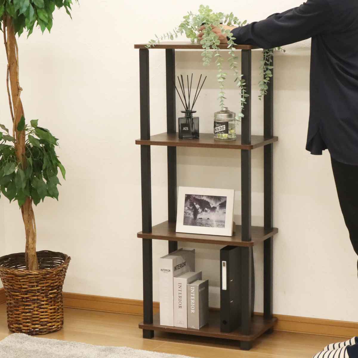 オープンラック スリム幅 4段 簡単組立て 約幅47cm （ 収納ラック 収納