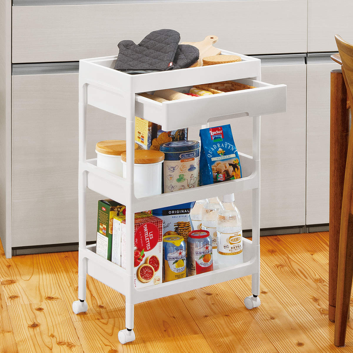 キッチンワゴン 3段 サージュワゴン 幅40cm 奥行26cm 高さ68.5cm