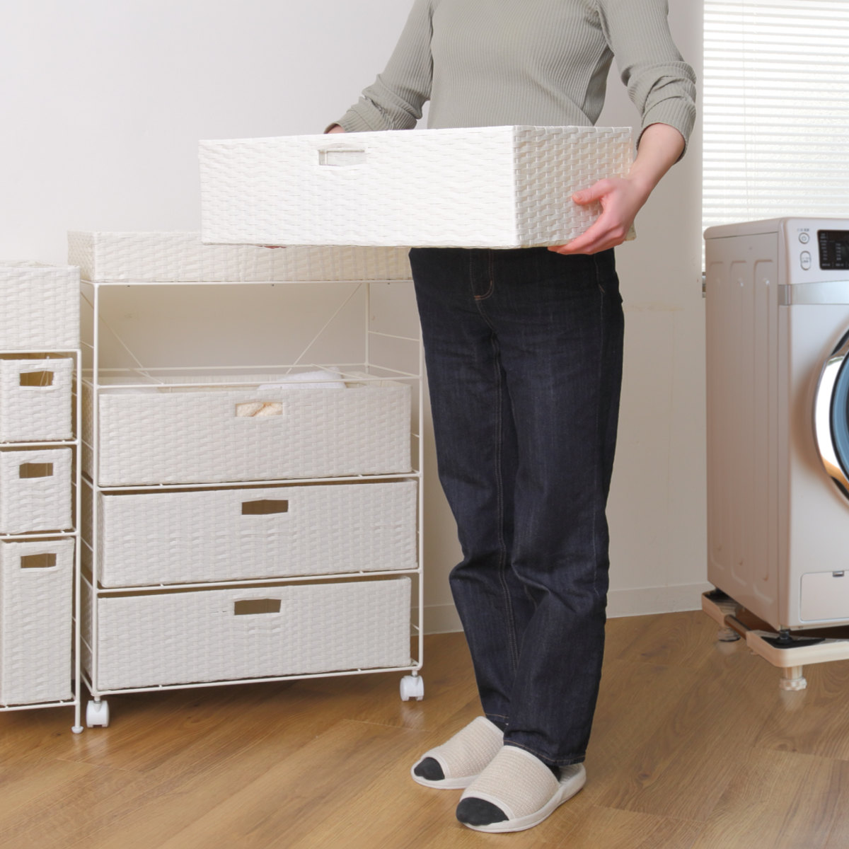 dショッピング |ランドリーチェスト 幅50.5cm 4段 引出し キャスター付