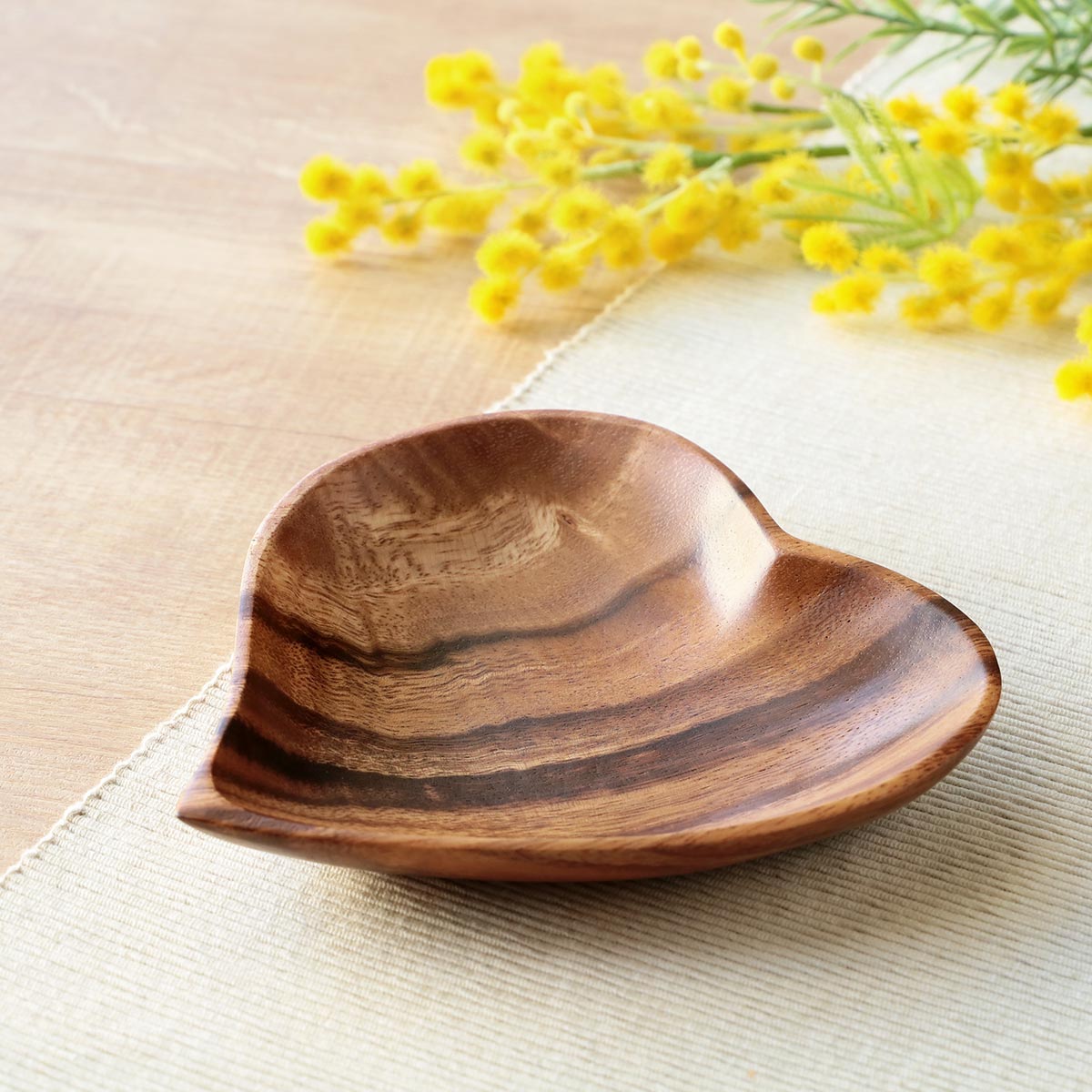 プレート 15cm ハート アカシア製 食洗機対応 （ 食器 木製食器