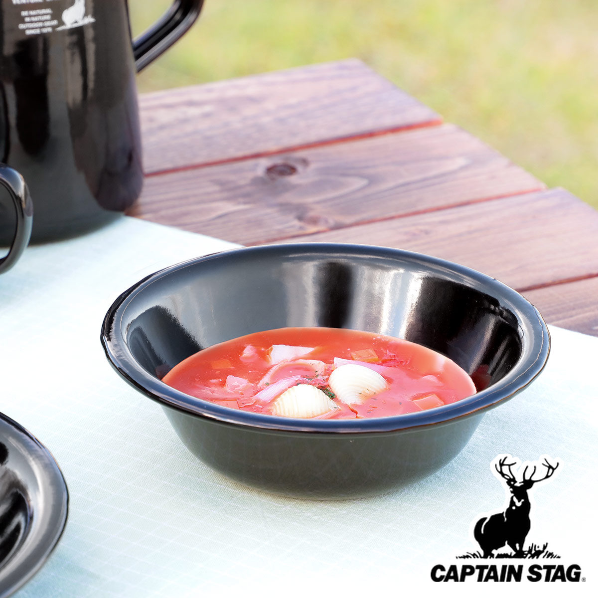 ボウル ホーロー 16cm キャプテンスタッグ ブラックラベル （ CAPTAIN