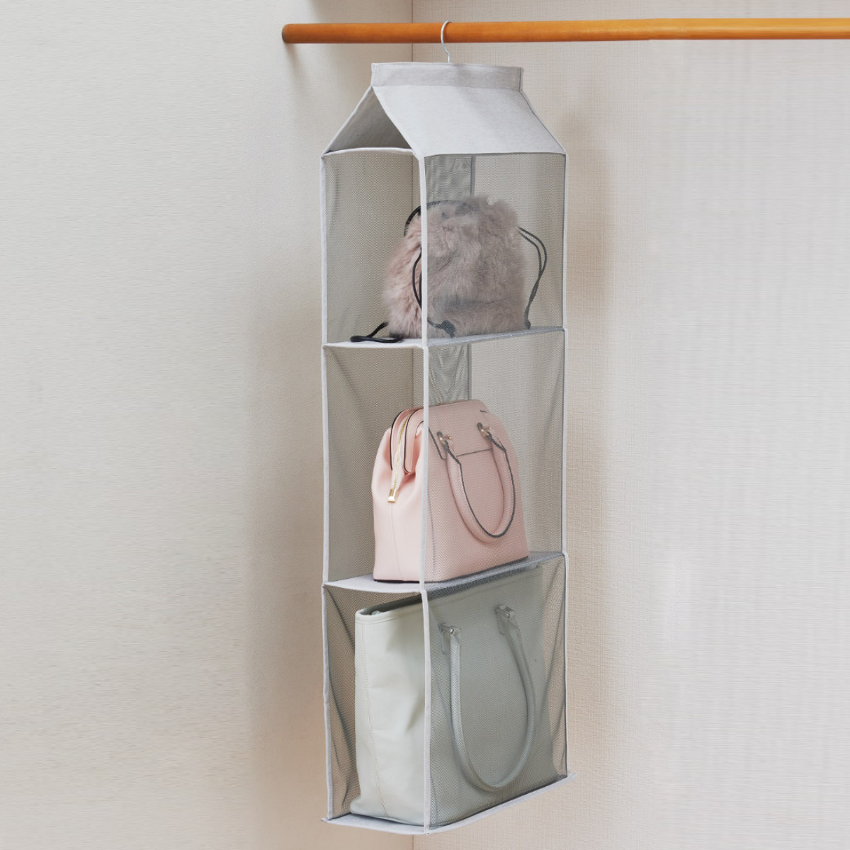クローゼット 吊り下げ バッグ収納ラック 3段 – ハウジー