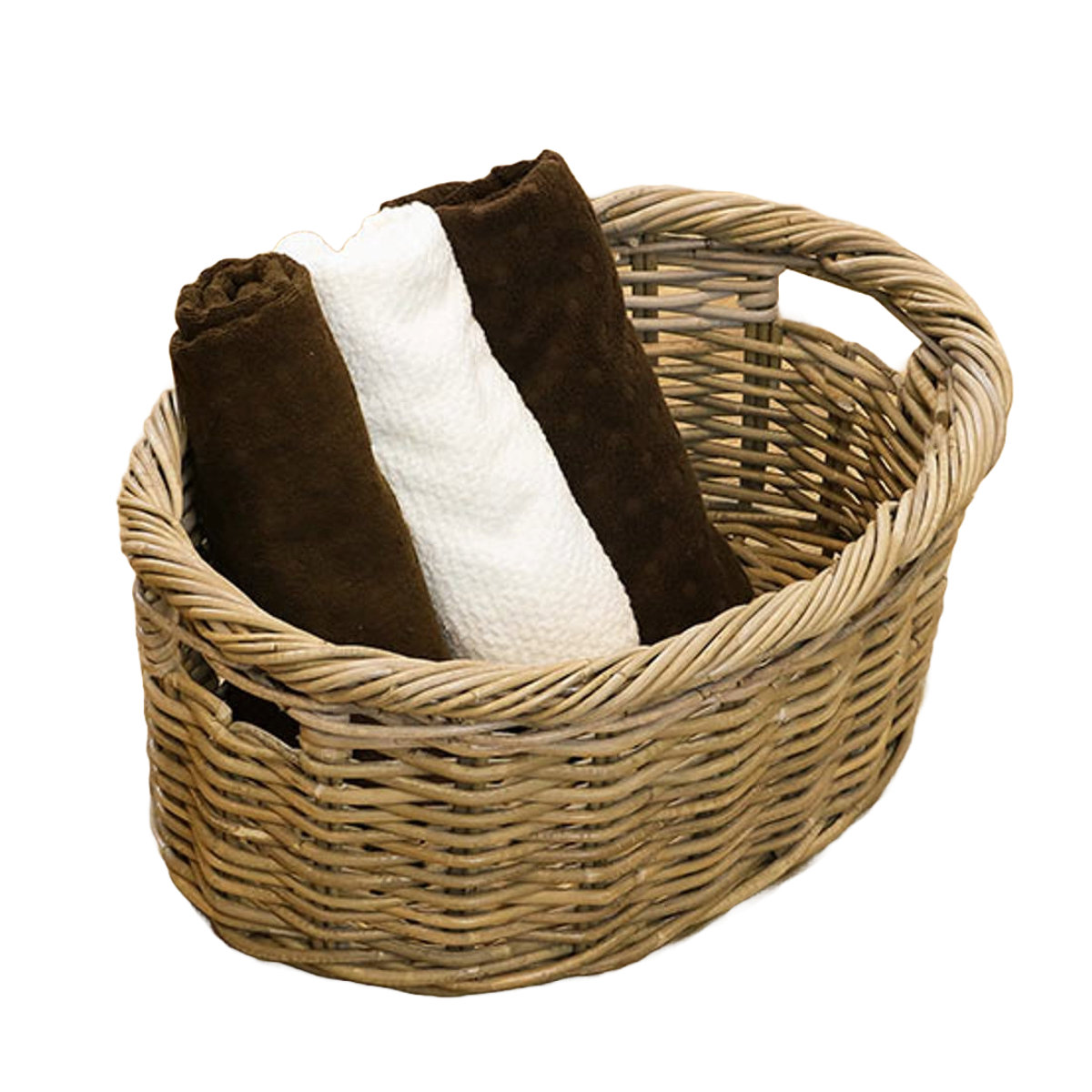 dショッピング |バスケット ラタン 幅59×奥行46×高さ26cm 持ち手付き