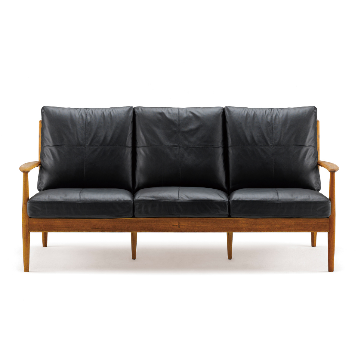 ソファ 3人掛け 幅183cm 本牛革ブラック EDDA （ 開梱設置 エッダ 革