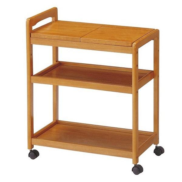 キッチンワゴン キャスター付 木製ワゴン 天板2分割式 長さ59cm
