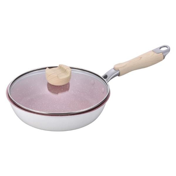 フライパン 20cm IH対応 ガラス蓋付き 魅せるフライパン ピンク