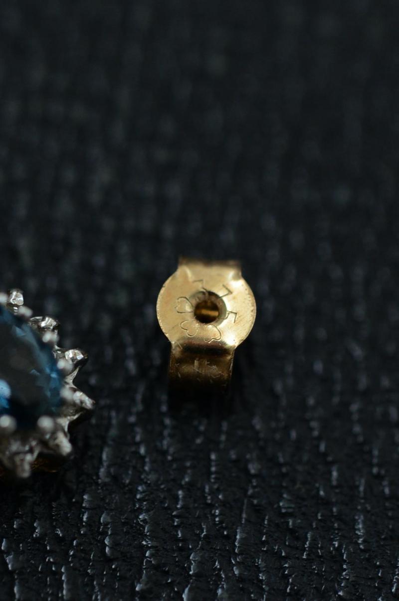 イギリスヴィンテージジュエリー 9K ダイヤモンド×サファイアピアス