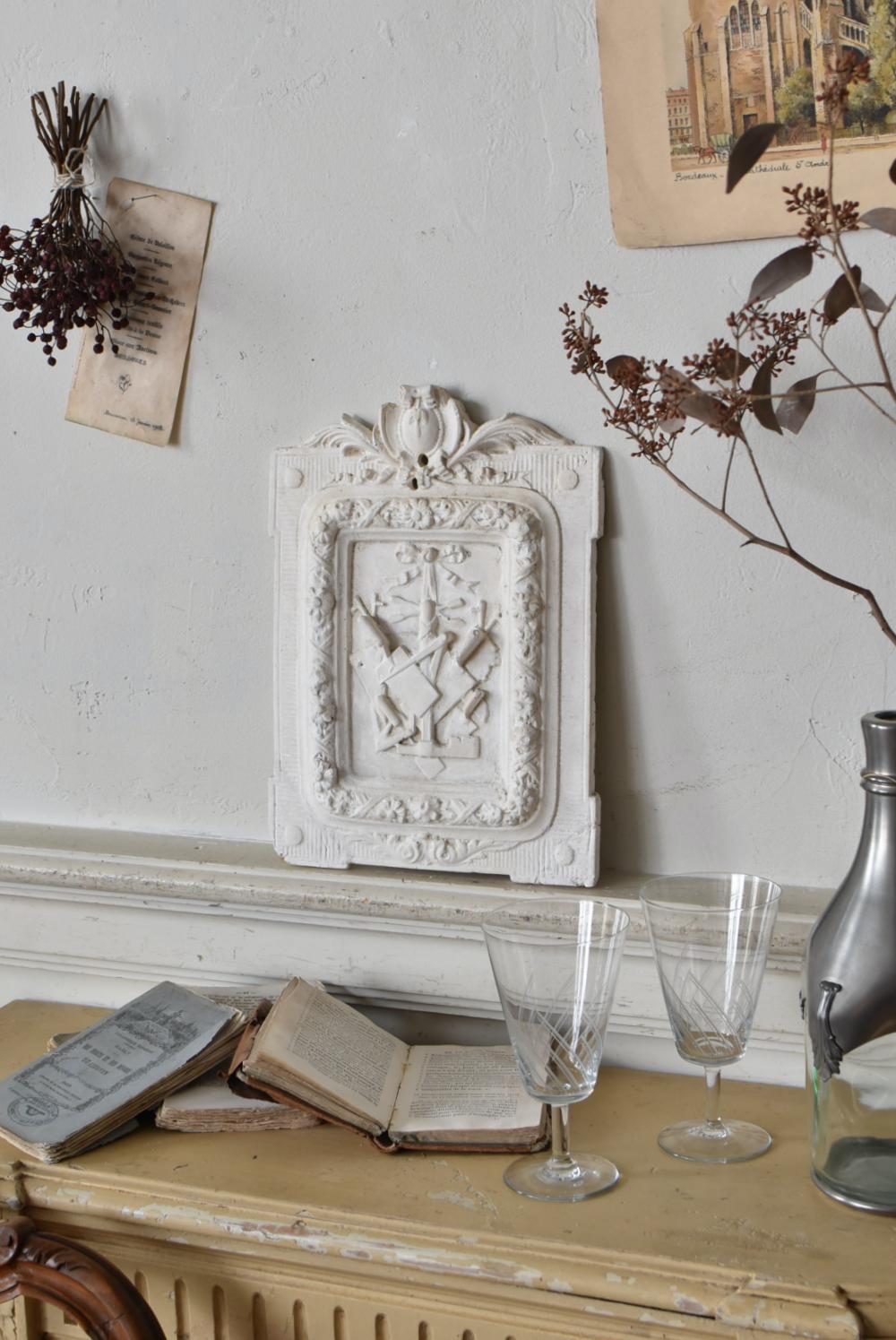 フランスアンティークインテリア 石膏オブジェ ウォールディスプレイ