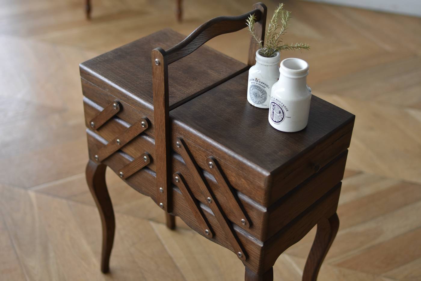 猫脚ソーイングボックス.8 フランス ヴィンテージ 裁縫箱