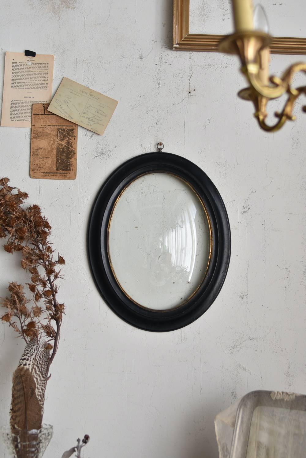 ガラスドームフレーム.Black3 フランスアンティーク雑貨 オーバル