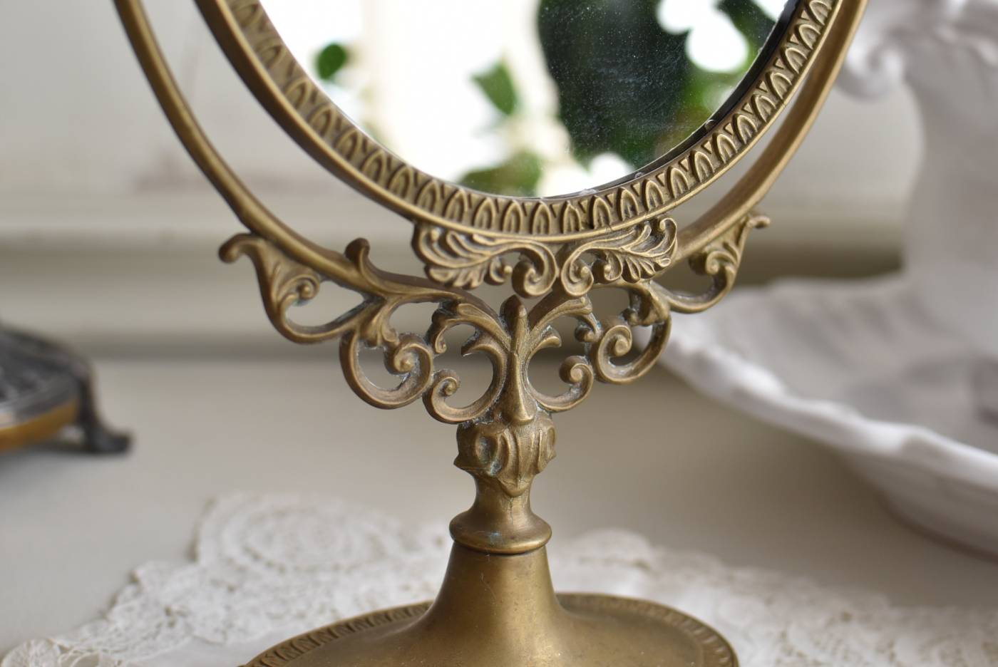スタンドミラー.真鍮 フランスアンティークインテリア 鏡 フレンチ
