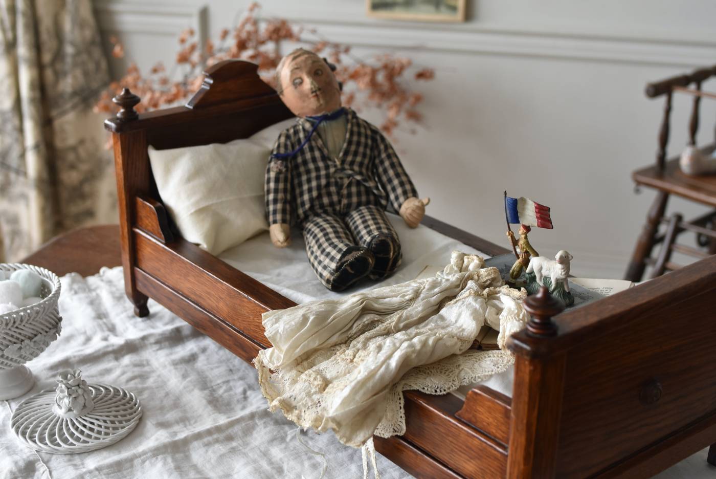木製ドールベッド.7 フランス アンティーク ドール家具