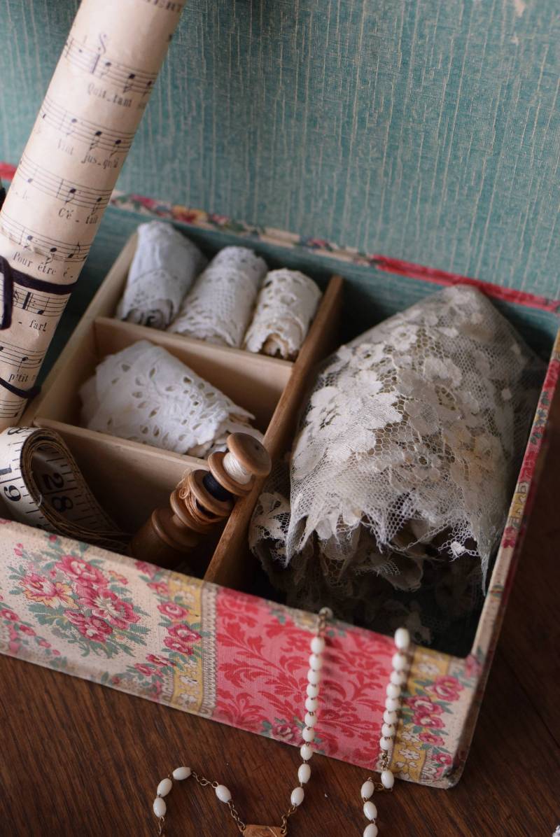 カルトナージュボックス.3 ヴィンテージ雑貨 布箱 小物入れ