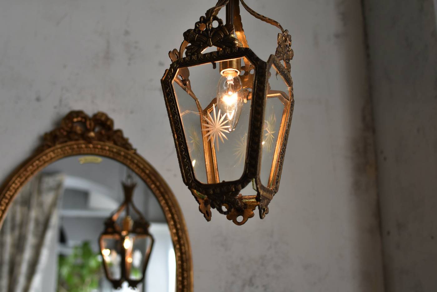 フランスアンティーク照明 4面ランタン型ランプ.17 インテリアランプ