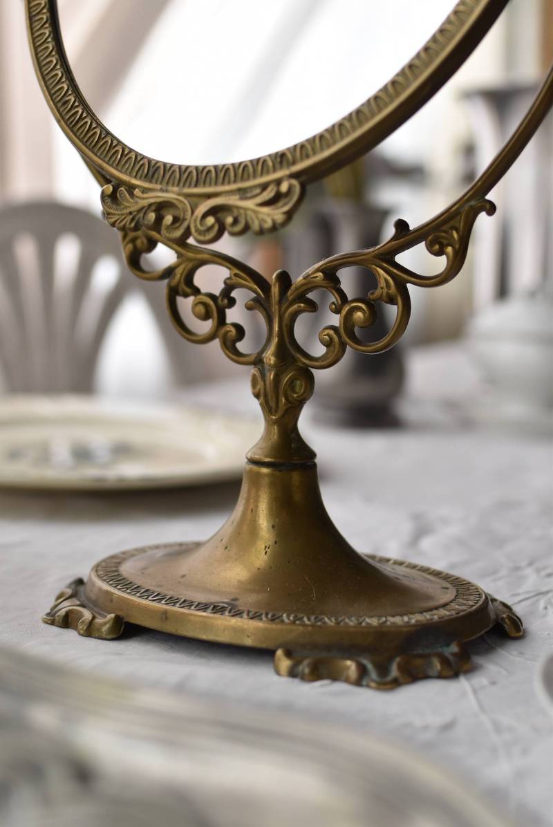 スタンドミラー.真鍮2 フランスアンティークインテリア 鏡