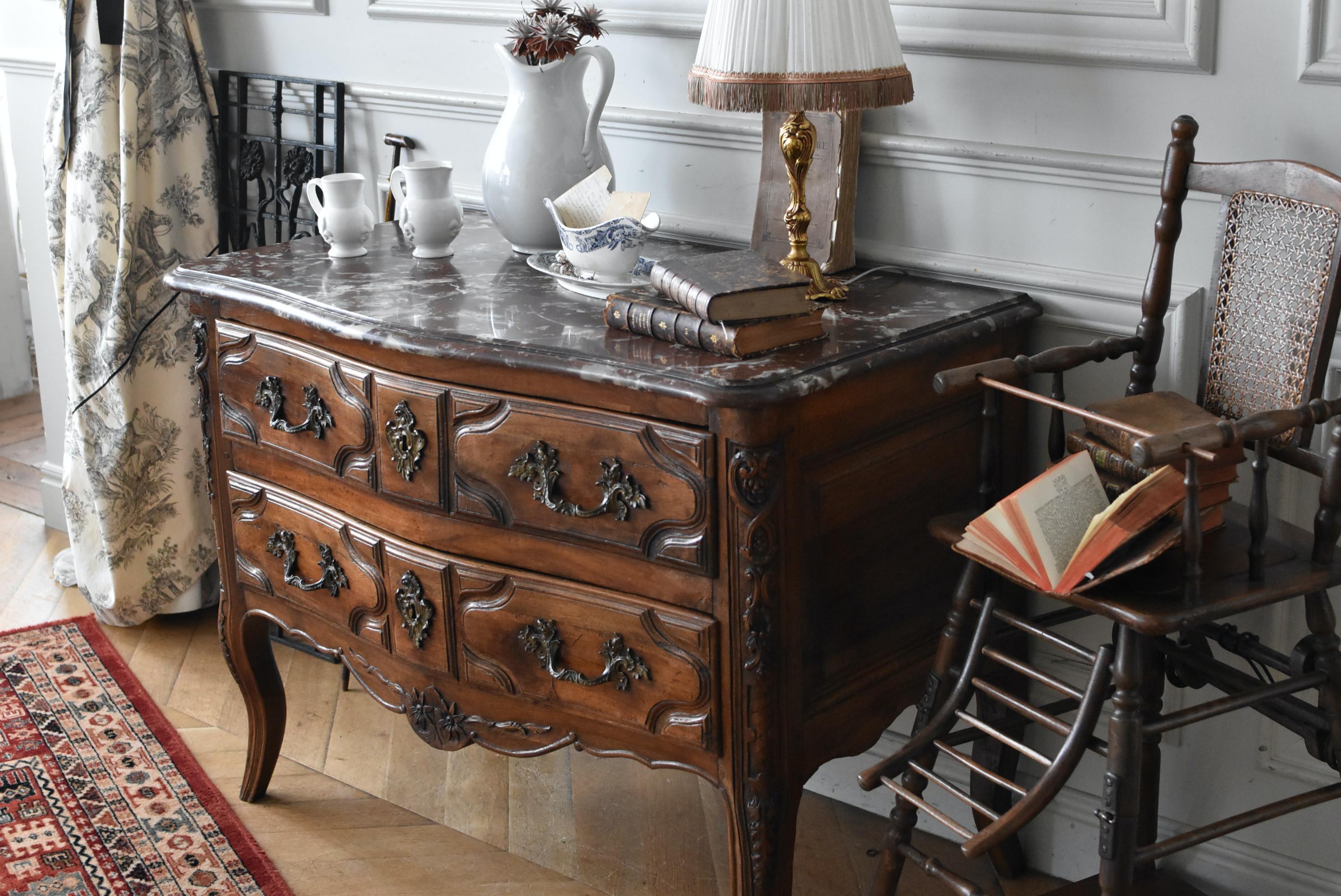 マーブルトップ2段チェスト.7 フランスアンティーク家具 フレンチチェスト