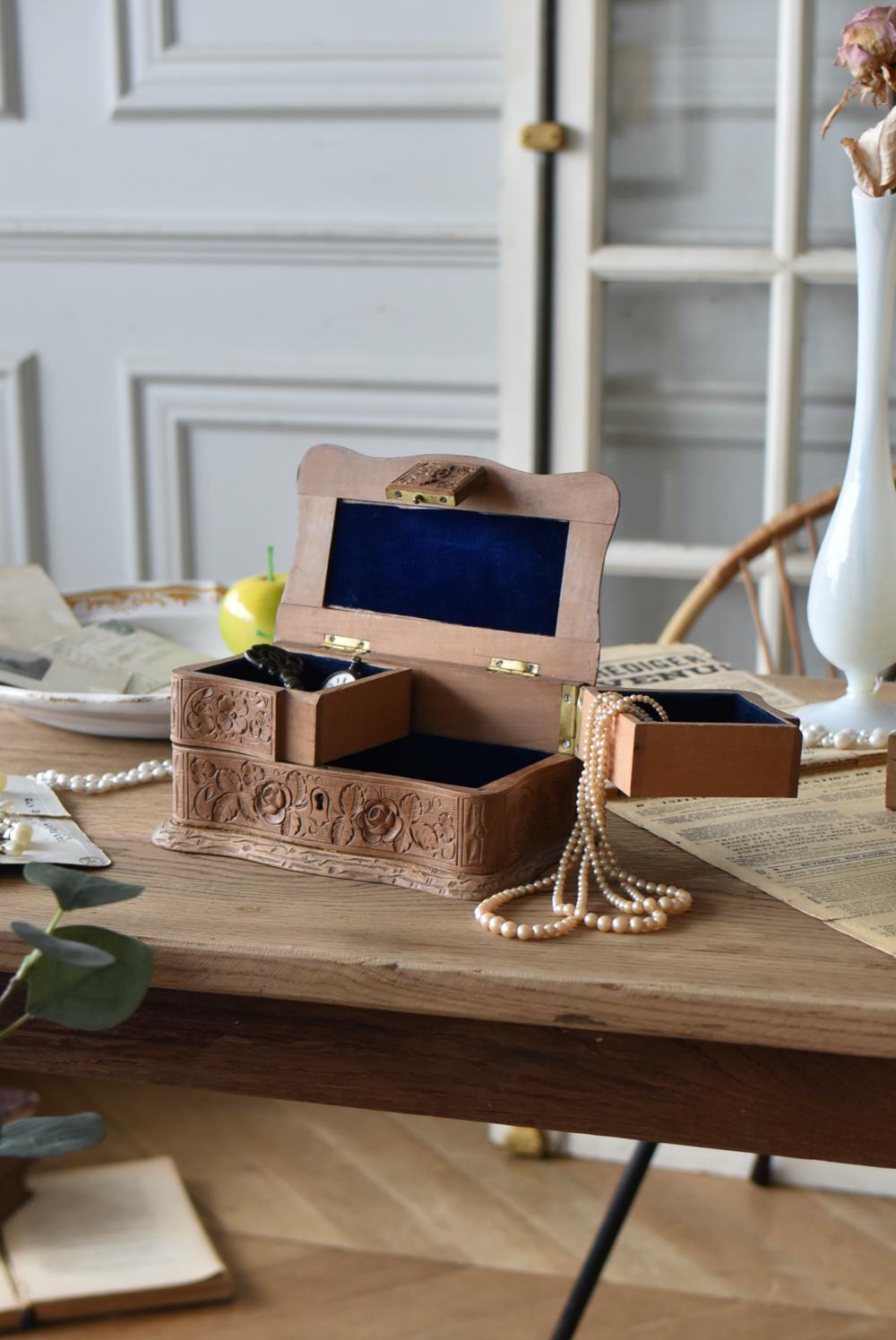木製ジュエリーボックス フランスアンティーク雑貨 アンティーク