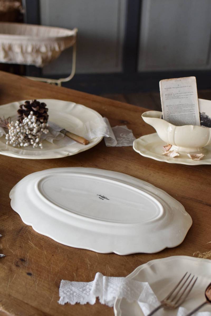 Sarreguemines 花リム オーバルプレート.2 サルグミンヌ