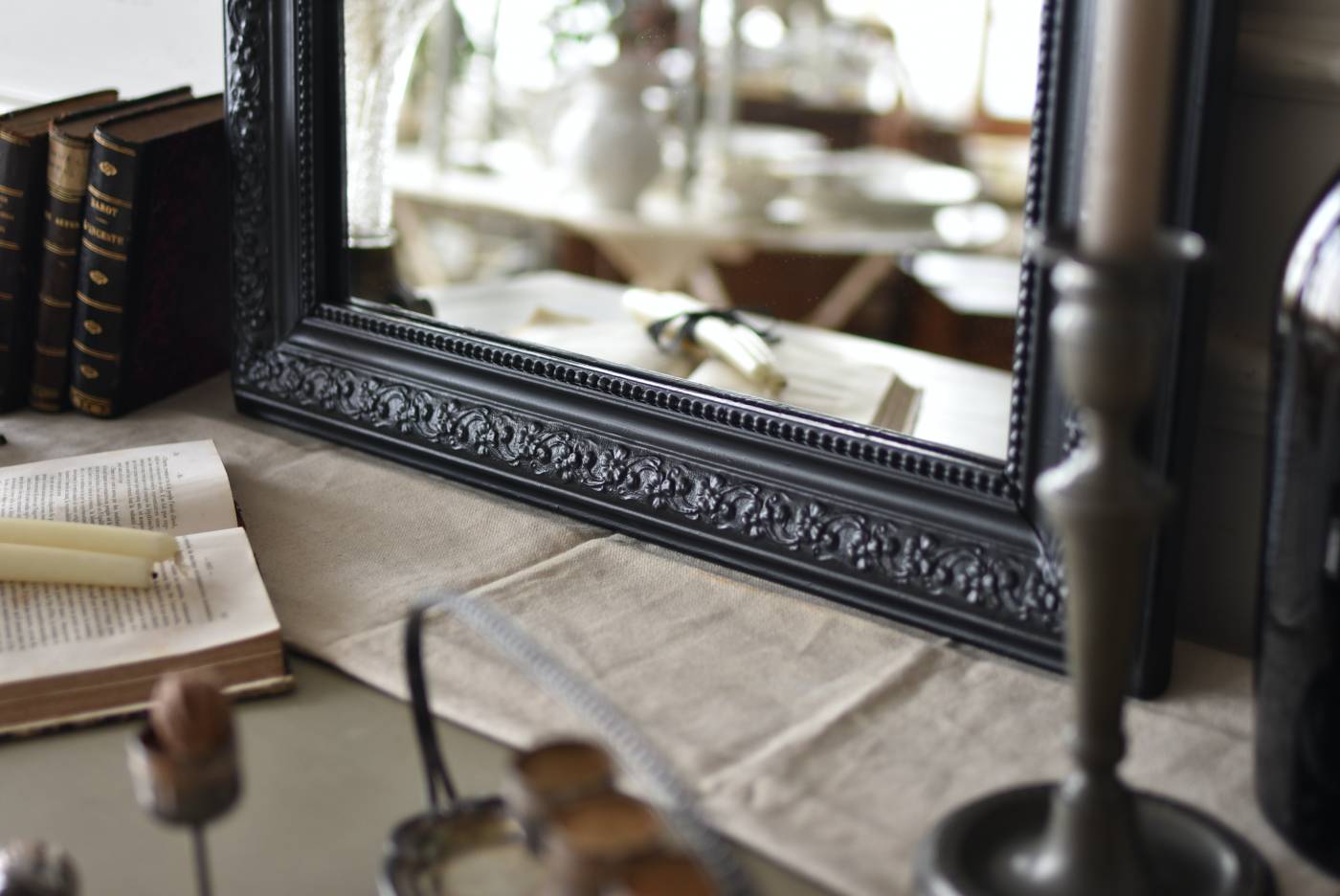 フレンチミラー.Black13 フランスアンティーク雑貨 鏡 壁面ディスプレイ