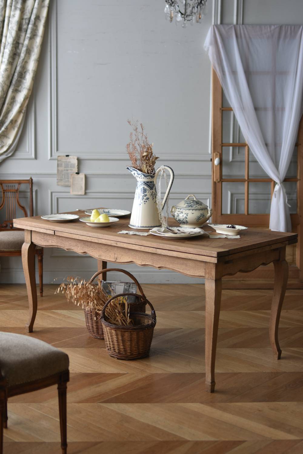 フレンチ伸縮テーブル.21 フランスヴィンテージ家具 ダイニングテーブル 机