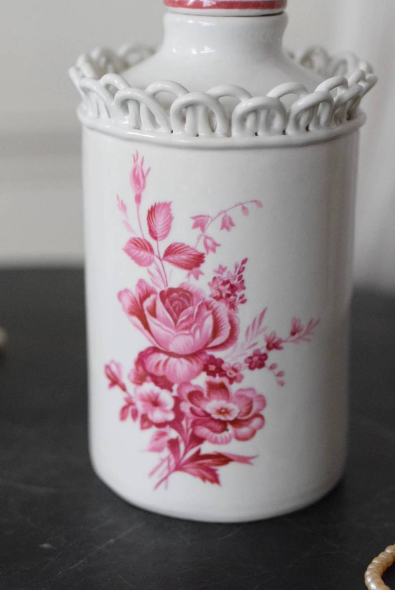 陶器ボトル.flower フランスアンティーク雑貨 香水瓶 フラワーベース