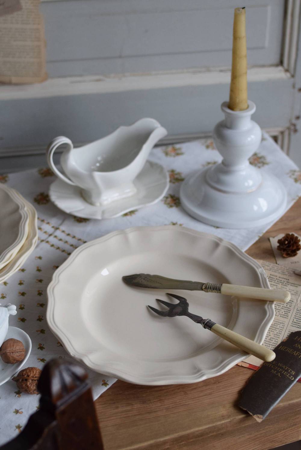 サルグミンヌ 花リムプレート Digoin Sarreguemines