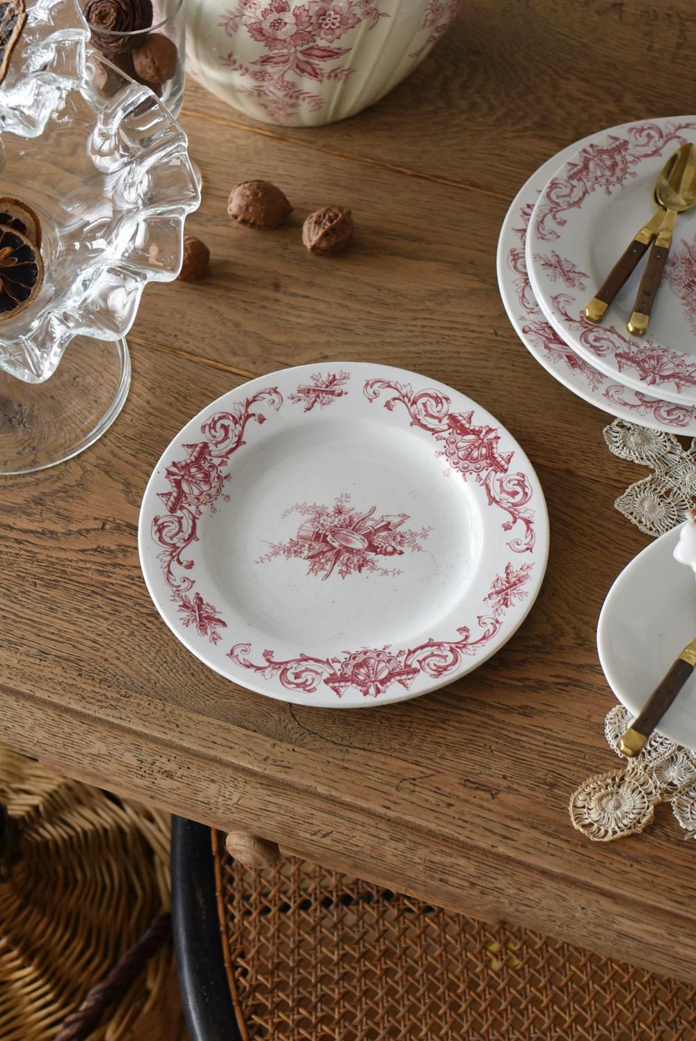 ラウンドプレート20.5㎝.Luneville 3 フランス食器 アンティーク皿