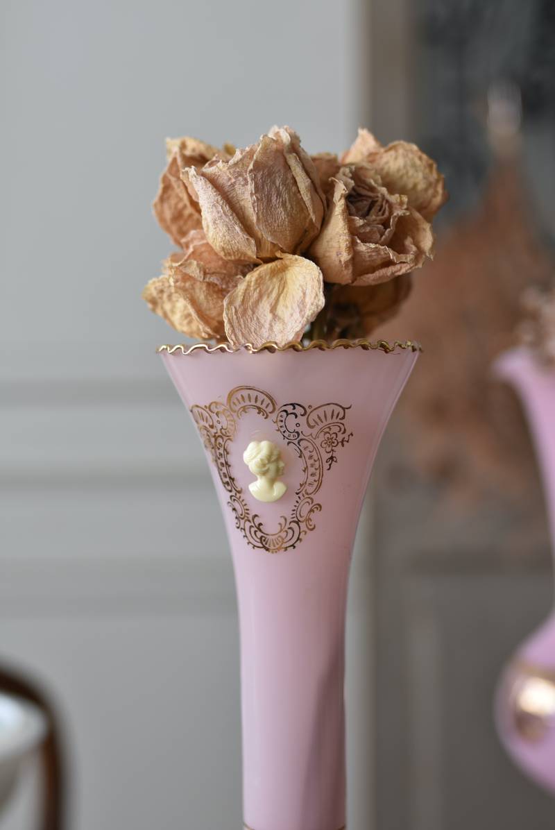 オパリンガラスフラワーベース.P12 フランスヴィンテージ雑貨 花器