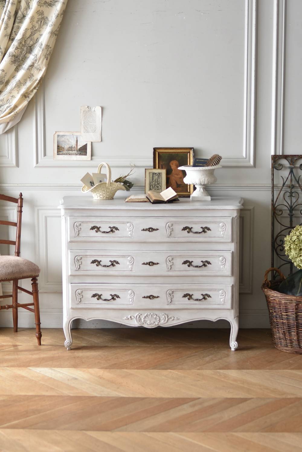 フランスアンティーク家具 ペイント3段チェスト.18 フレンチスタイル