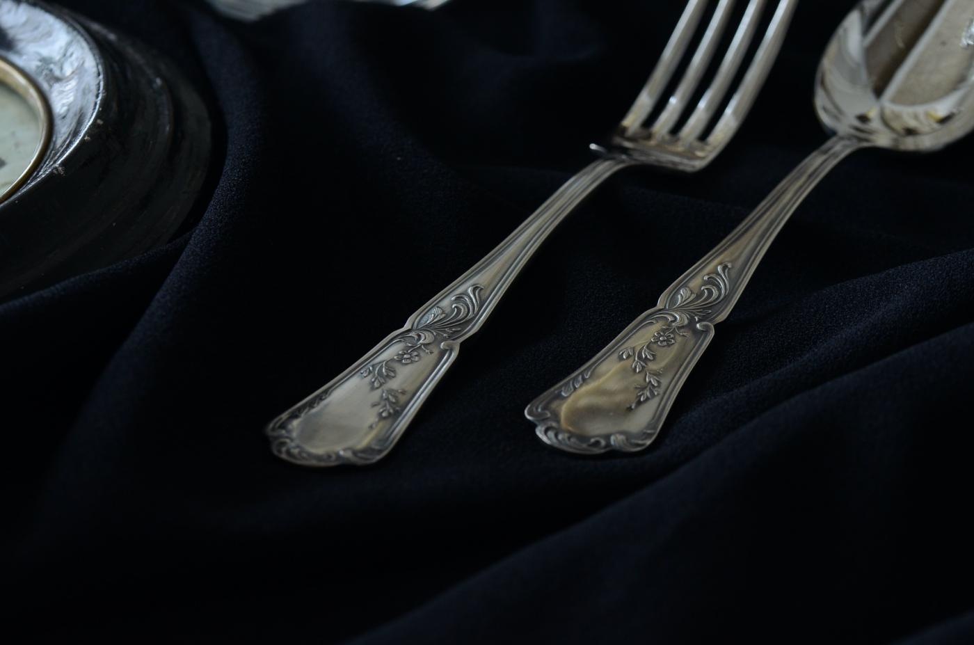 フランスアンティークカトラリー テーブルスプーン・フォークセット.1