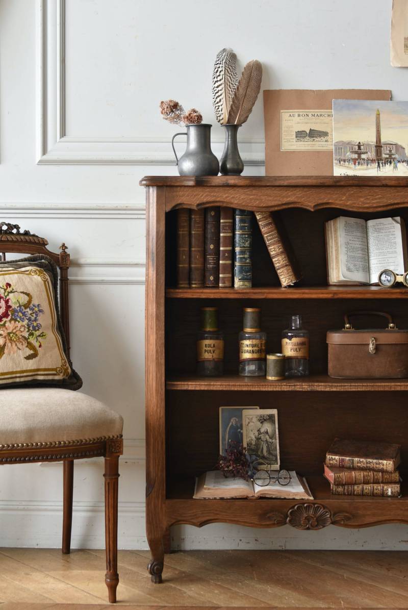3段ブックシェルフ.11 フランスヴィンテージ家具 本棚 飾り棚